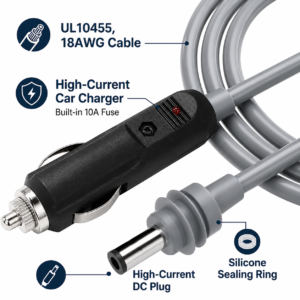 12v car cigarette lighter to dc power cable