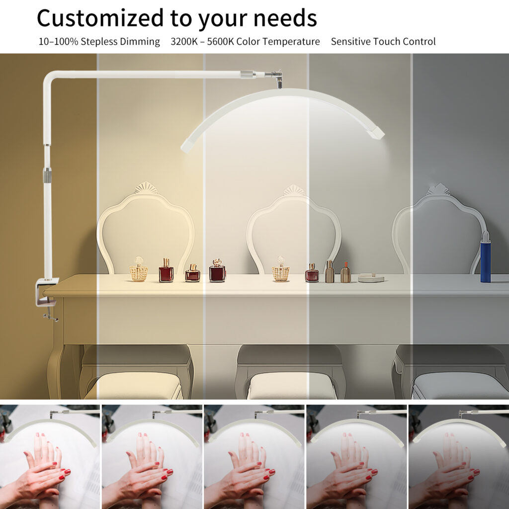 25 inch half moon nail table lamp