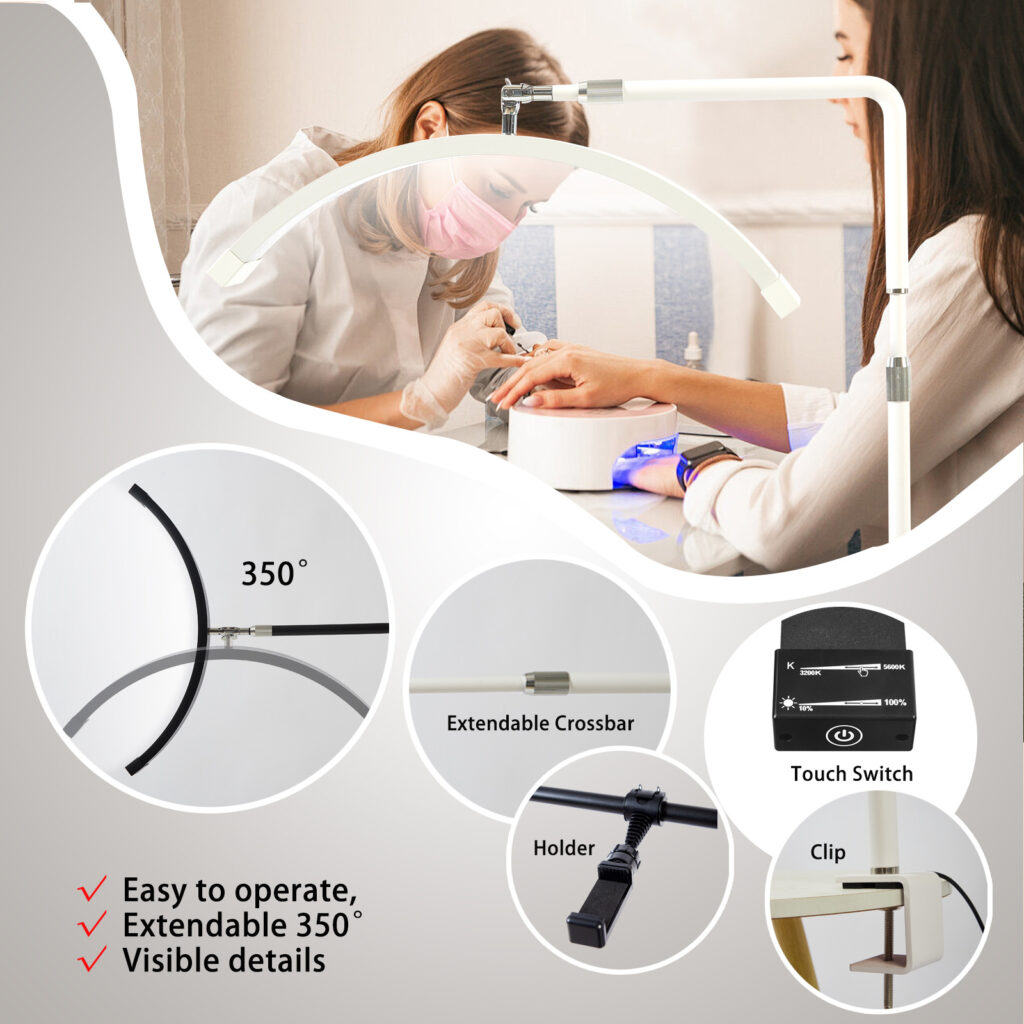 25 inch half moon nail table lamp