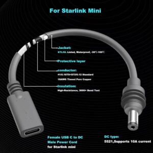 extension cable dc male to usb c female