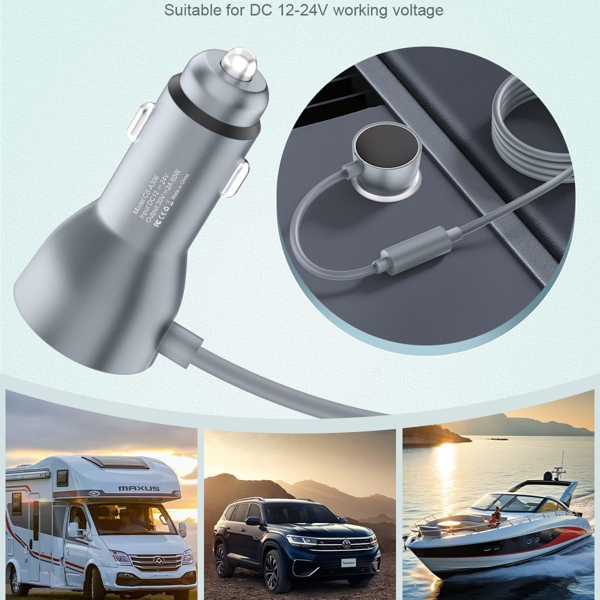 12v/24v to 30v 2a 60w dc boost car charger cable, cigarette lighter plug to dc female 12v/24v to 30v 2a 60w dc boost car charger cable, cigarette lighter plug to dc female